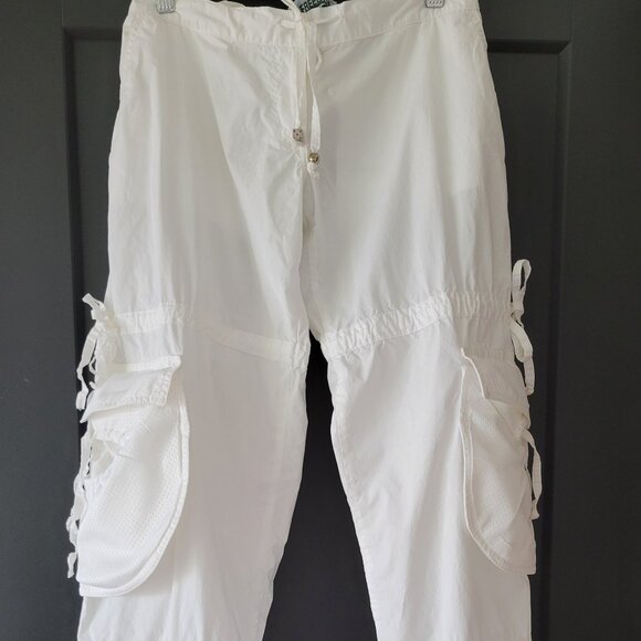Roberto Cavalli Vintage Y2K Freedom Collection  White Cargo Pants Size 42 Euro - Picture 2 of 11
